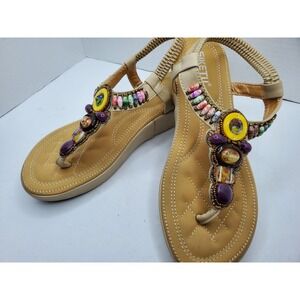 Siketu Boho Beaded Platform Sandals Women's 9.5 US 40 EU EUC Clean Fast Shipping